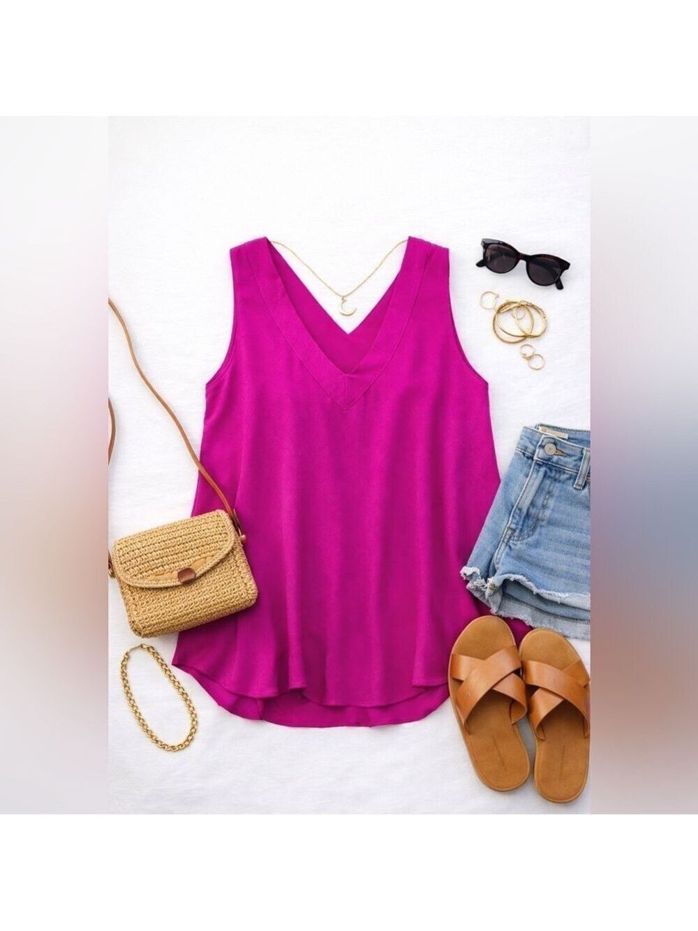 Lilly Pulitzer Pink Sleeveless Top blouse flowy tropical fuschia hot pink silky
